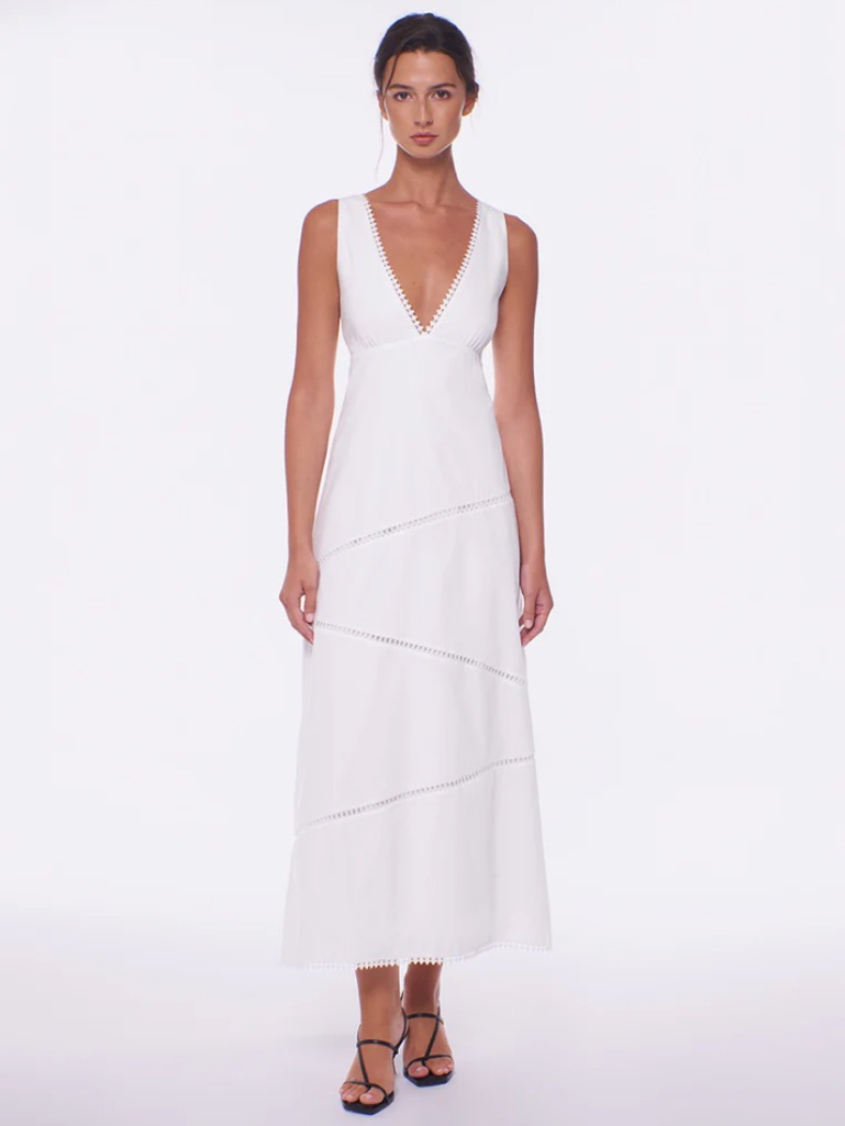 Peixoto Jenna Sleeveless White V-Neck Maxi Dress
